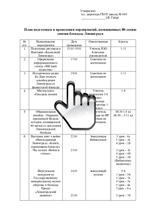 План снятие блокады 80 лет — для педагогов 